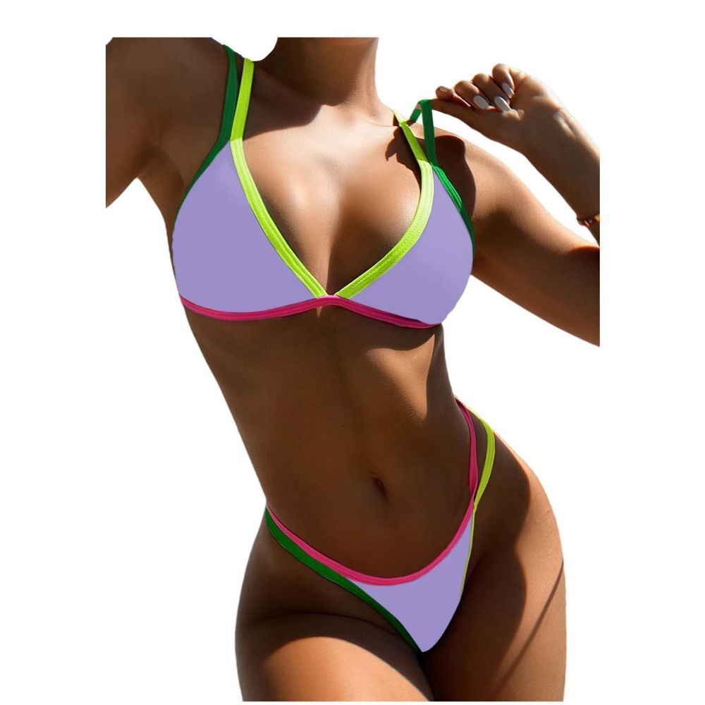 Zaful Bikini Set Purple Medium Bathing Suit 2 Piece High Waisted Adjustable Stra